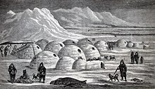Community of igloos. (Illustration from Charles Francis Hall's Arctic Researches and Life Among the Esquimaux, 1865)