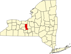 Map of New York highlighting Seneca County