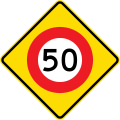 (W10-3) 50 km/h speed limit ahead