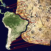 Hipótesis que intenta correlacionar el contorno inferior del mapa de Piri Reis con el de la costa patagónica argentina y las Islas Malvinas.