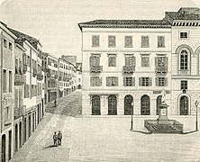 Sassari: piazza Azuni (xilografia di Giuseppe Barberis, 1894)