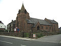 St John's Church, Weston, Runcorn, Cheshire, with its short broach spire