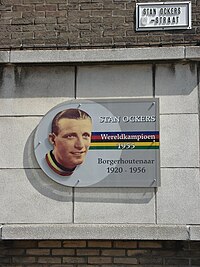 Memorial plaque to world champion Stan Ockers in Borgerhout