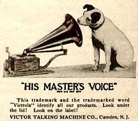 Victor Talking Machine Company's His Master's Voice logo with Nipper (1921)