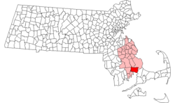 Location in Plymouth County in Massachusetts