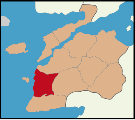 Map showing Ezine District in Çanakkale Province