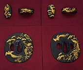 Fuchigashira (top) and tsuba (bottom) made by Ishiguro Masayoshi. Late Edo period. Designated as Special Important Fitting by NBTHK.