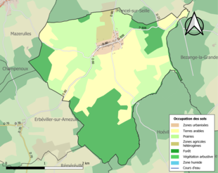 Carte en couleurs présentant l'occupation des sols.