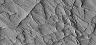 Close view of ridge network, as seen by HiRISE under HiWish program Box shows size of football field.