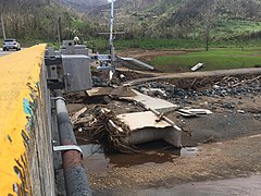 Bridge destroyed by Hurricane Maria in 2017