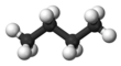 Ball and stick model of butane