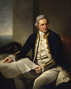 James Cook, retrato al óleo de Sir Nathaniel Dance-Holland, hacia 1775, Museo Marítimo Nacional, Grennwich.