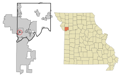 Location of Oaks, Missouri