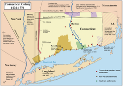 康涅狄格、紐黑文及塞布魯克殖民地地圖