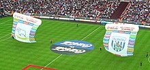 Large team crests flying at Wembley Stadium
