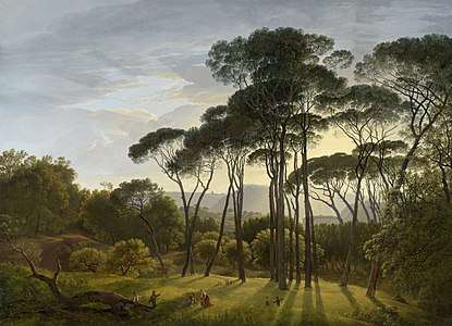 Italian Landscape with Umbrella Pines, at and by Hendrik Voogd