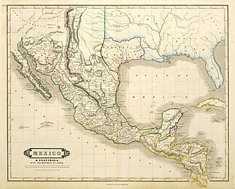 Lizars' 1836 map Mexico & Guatimala