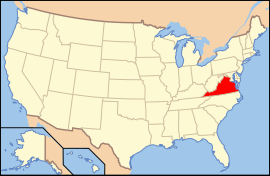 نقشه ایالت‌های آمریکا همراه برجسته‌بودن ویرجینیا