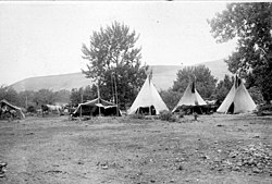 Nez Perce encampment at Spalding, 1899