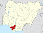 Map of Nigeria highlighting Delta State