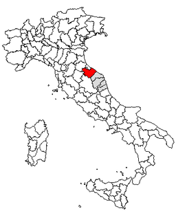 Karta över Italien med Provincia di Pesaro e Urbino markerat