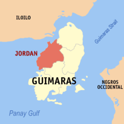 Map of Guimaras with Jordan highlighted