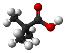 Struttura 3D dell'acido pivalico