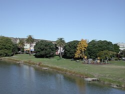 Riverbank adjacent to town centre, viewed from the bridge over the Wairoa River, 2010