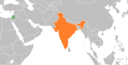 Map indicating locations of Palestine and India