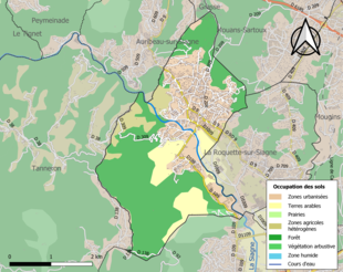 Carte en couleurs présentant l'occupation des sols.