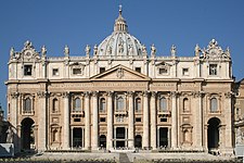 Façade of the St. Peter's Basilica in Vatican City.