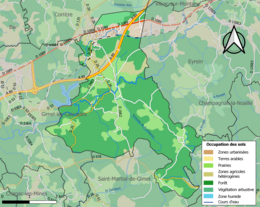 Carte en couleurs présentant l'occupation des sols.