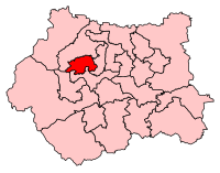 A map of West Yorkshire with black lines dividing the area into irregular shapes