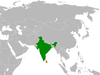 Location map for India and Sri Lanka.