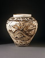 Jar (Ping) with Dragon and Clouds, China, Hebei or Henan Province, Yuan dynasty, Cizhou ware, 1279–1368