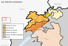 The seven Jura districts in Switzerland