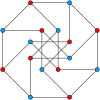 The Möbius–Kantor graph, embedded in the plane as a unit distance graph.