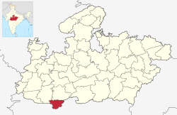 Location of Burhanpur district in Madhya Pradesh
