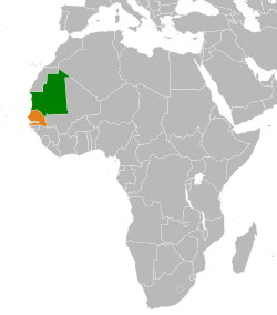 Map indicating locations of Mauritania and Senegal