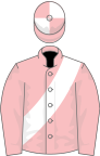 Pink, white sash, quartered cap