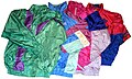 Shell suit jackets made of colorful nylon fabric