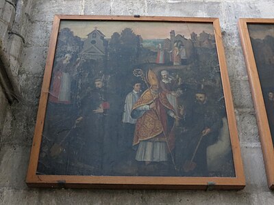 Photo d'un tableau représentant une scène de la « Vie de saint Romain ».