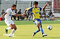 Abhishek Yadav of Mumbai FC and Samir Naik of Dempo during I-League match at Fatorda Stadium Goa