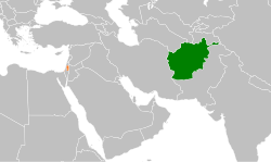 Map indicating locations of Afghanistan and Palestine