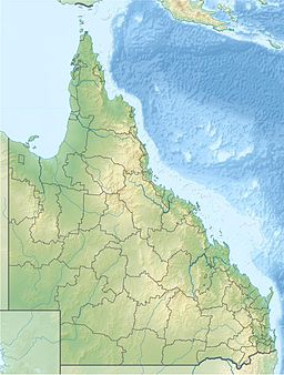 A map of Queensland with a mark indicating Broad Sound's location
