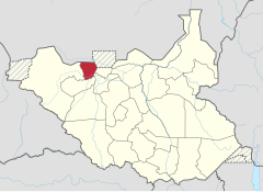 Location of Aweil East State in South Sudan