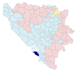 Kommunens läge i Bosnien och Hercegovina