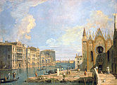 La facciata di Santa Maria della Carità da una veduta del Canaletto