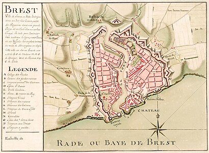 1700 map of Brest, unknown author (restored by S. DÉNIEL)