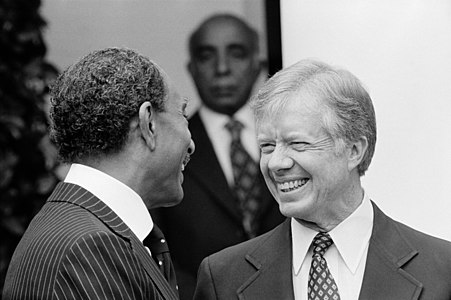 Jimmy Carter and Anwar Sadat shortly after the Camp David Accords, unknown author (edited by Durova)